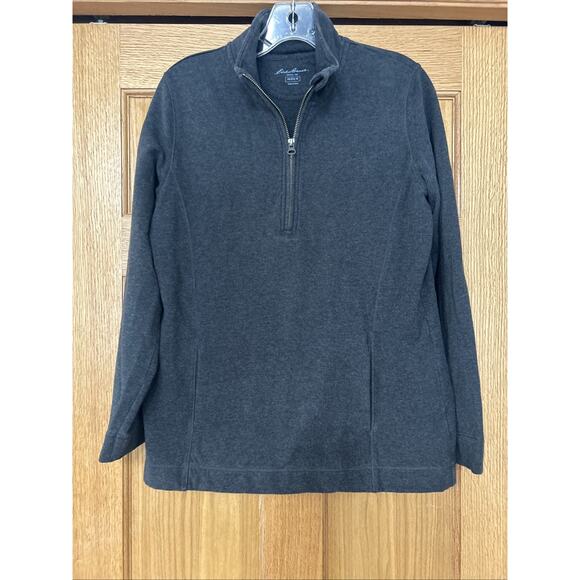 Eddie Bauer Women's Petite 1/2 Zip Pullover Sweater Gray Petite Medium - Picture 1 of 9